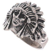 Sterling Indian Chief Head Ring 50097