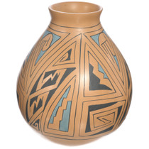 Polychrome Hand Painted Mata Ortiz Olla Pottery by Rosa Lopez 0058