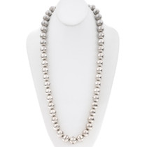 Sterling Silver Hand Beaded Vintage Navajo Desert Pearls Necklace 49201