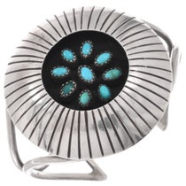 Turquoise Shadowbox Vintage Bracelet Sterling Silver by Rosco Scott 0196