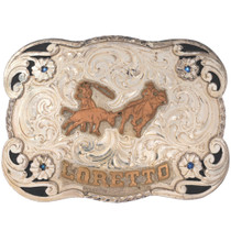 Vintage Silver Gold Rodeo Belt Buckle 50112