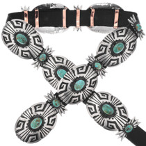 Authentic Sterling Silver Turquoise Concho Belt 49237