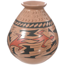 Hand Poked Lizard Motif Mata Ortiz Pottery by Mary Chavira 0046