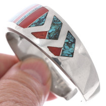Vintage Kingman Turquoise Sugilite Bracelet Sterling Silver Inlay Cuff Navajo Made 49245