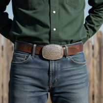 Western Engraved Belt Buckle Sterling 49248