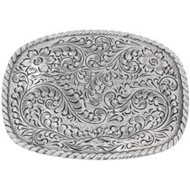 Western Engraved Belt Buckle Sterling Silver 0724