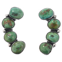 Natural Turquoise Crescent Design Earrings Sterling Silver 2184