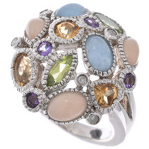 Sterling Silver Multi Stone Cluster Ring 50148