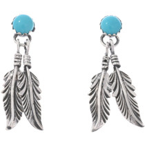 Sleeping Beauty Turquoise Feather Earrings