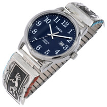Kokopelli Turquoise Coral Vintage Mens Navajo Watch Tips 49271