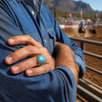 Turquoise Sterling Mens Ring 49273