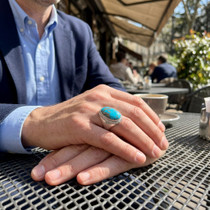 Mens Kingman Turquoise Ring