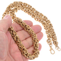 Heavy Gold Plated Interlocking Ring Chain Necklace 7506