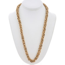 Heavy Gold Plated Interlocking Ring Chain Necklace 7506