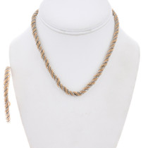 Sterling Silver Twist Rope Necklace and Bracelet Set  7510
