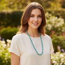 Sleeping Beauty Turquoise Nugget Gold Beaded Necklace 49283