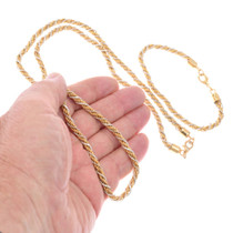 Long Sterling Silver Rope Necklace and Bracelet Set 7511