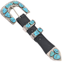 Old Pawn Zuni Turquoise Nugget Ranger Belt Buckle 49287