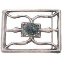 Tufa Cast Turquoise Old Pawn Navajo Belt Buckle by Fannie Platero 0776