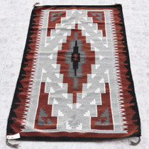 Navajo Two Grey Hills Rug Hand Woven Vintage 5.1ft x 2.8ft 0039