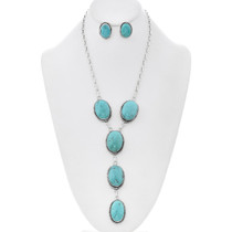 Turquoise Sterling Silver Lariat Navajo Necklace 49315