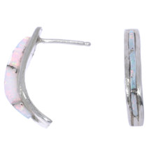 Opal Inlay Crescent Zuni Earrings 49326