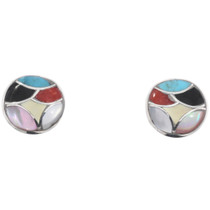 Zuni Turquoise Coral Inlay Earrings 49329