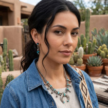 Native American Sterling Silver Turquoise Earrings 49330
