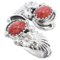 Red Spiny Oyster Sterling Silver Bypass Ring 49333