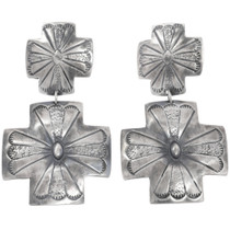 Navajo Cross Earrings Sterling Silver Dangles 49345