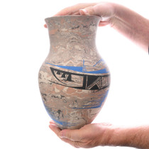 Mata Ortiz Vase Hand Painted Mimbres Pueblo Geometrics 49356