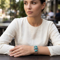 Real Turquoise Cuff Bracelet Womens 49360