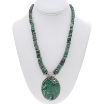 Vintage Navajo Turquoise Pendant Bead Necklace 49362