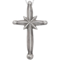 Old Pawn Navajo Sandcast Sterling Silver Cross Pendant 49363