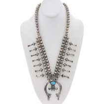 Navajo Squash Blossom Turquoise Necklace 49371