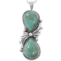 Native American Sterling Silver Two Stone Turquoise Pendant 49386
