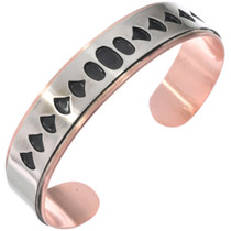 Hopi Pattern Overlay Silver Copper Cuff Bracelet 49392