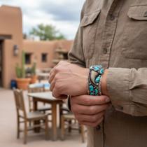Native American Bear Claw Cuff Bracelet Vintage Kingman Stones 49421