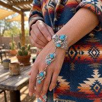 Old Pawn Navajo Turquoise Finger Bracelet 49422