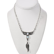 Sterling Silver Navajo Opal Feather Necklace 49434