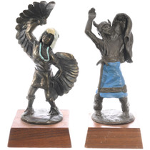 Closeout Lot of Two Native American Bronze Statues 49456