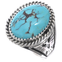 Real Turquoise Sterling Silver Thunderbird Ring 49467