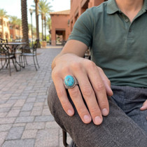 Native American Thunderbird Turquoise Ring Mens 49467