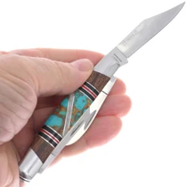 Navajo Made Inlaid Handle Turquoise Utility Knife 49492
