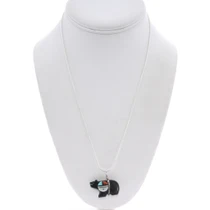 Zuni Bear Fetish Pendant Reversible Zia Sunface and Arrowhead Design 50180