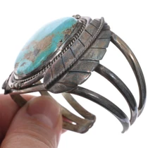Vintage Turquoise Mountain Handmade Bracelet Cuff Sterling Silver 0482