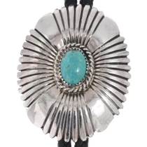 Native American Sterling Silver Turquoise Bolo Tie 49541