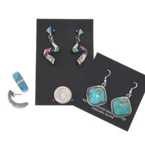 Sterling Silver Turquoise Opal Inlay Earring Closeout Lot 50211