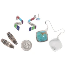 Vintage Native American Southwest Earrings 3 Pair Variety Pack 50211