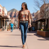 Southwest Turquoise Concho Belt Genuine Leather 49557